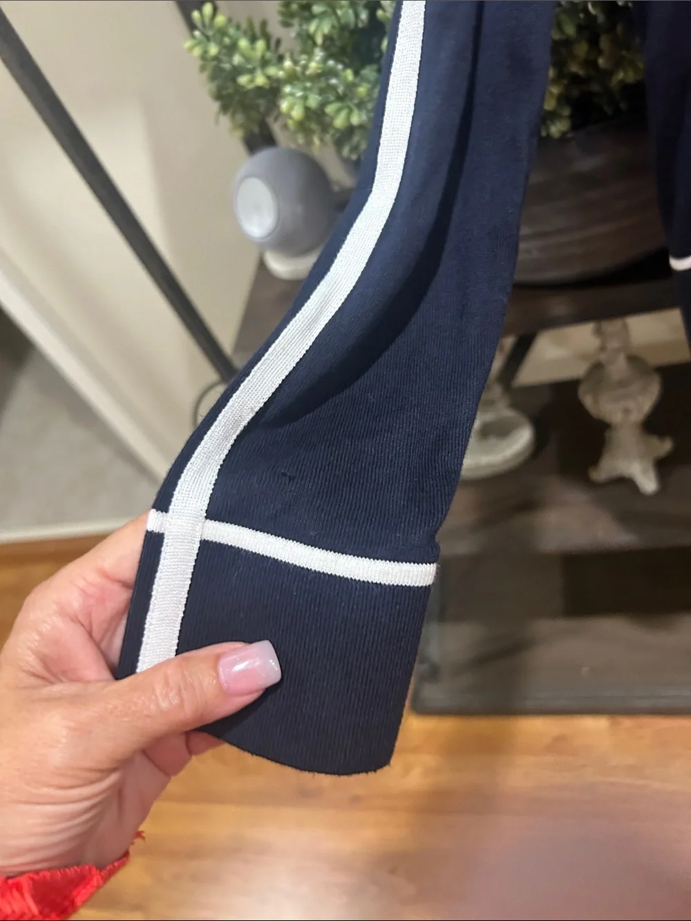 MKors XS Navy Sweater with White Trim - Women's Top